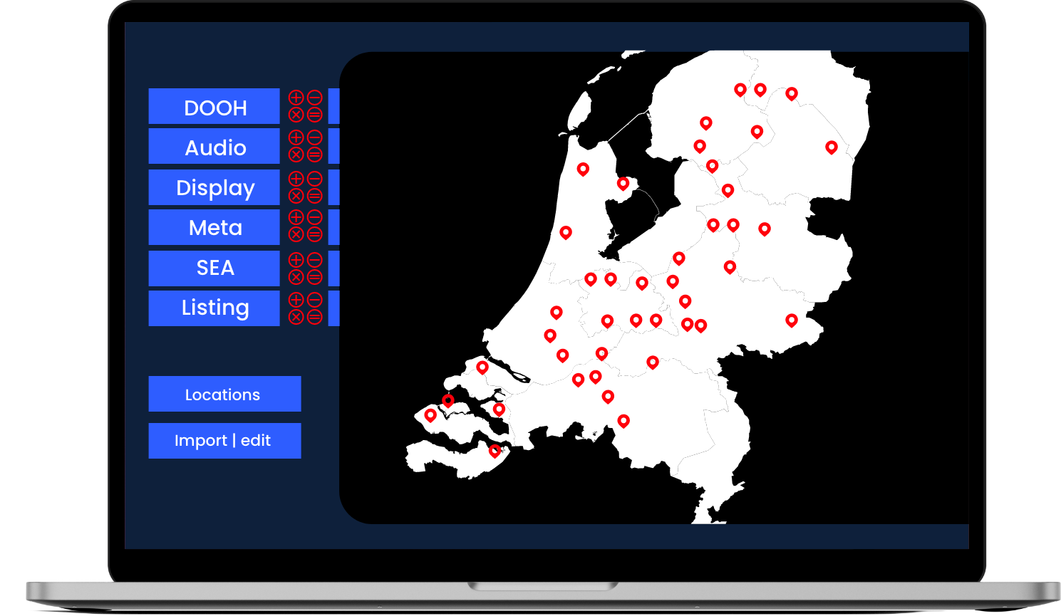 Adcombi location manager interface preview